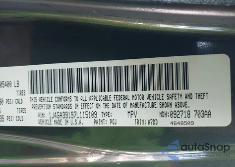 2007 Jeep Wrangler Unlimited X из США, поврежденный, VIN 1J4GA39197L115109